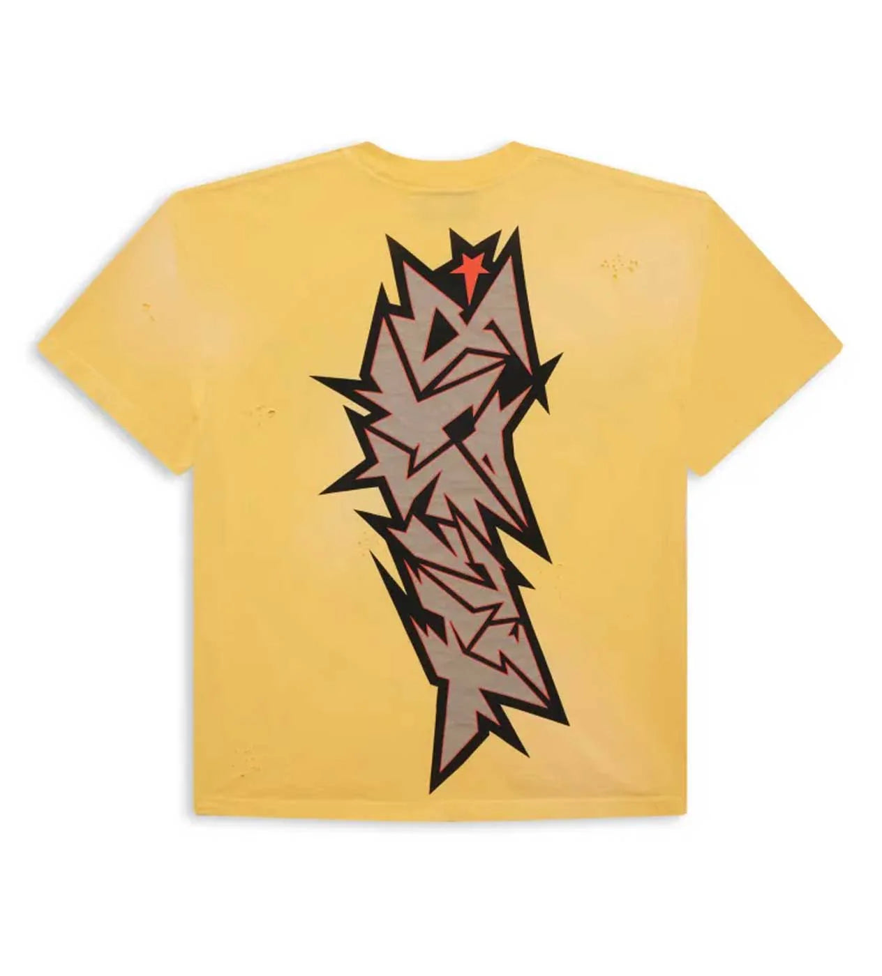 Hellstar Cracked Logo Distressed Tee Yellow